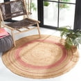 thumbnail image 2 of SAFAVIEH Natural Fiber Konnor Striped Area Rug, Pink/Natural, 5' x 5' Round, 2 of 7
