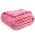 thumbnail image 3 of PAVILIA Sherpa Throw Blanket For Couch Sofa, Pink Fluffy Warm Plush Blanket for Bed, Cozy Super Soft Lightweight Throw, Fuzzy Decorative Blanket, All Season Home, 50x60, 3 of 9