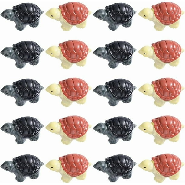 1 caja de 20 figuras de tortugas pequeñas, figuras de resina de tortuga, tortugas marinas en miniatura, mini animales de resina, figuras de animales del océano