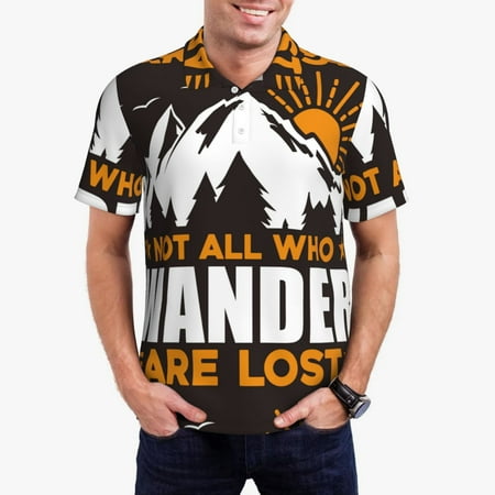 Uemuo Not All Who Wander Are Lost4 for Men’s Golf Shirt – Premium Pique Cotton Polo Soft & Breathable Casual Short Sleeve Shirt Comfortable Activewear for Sports & Leisure-Large