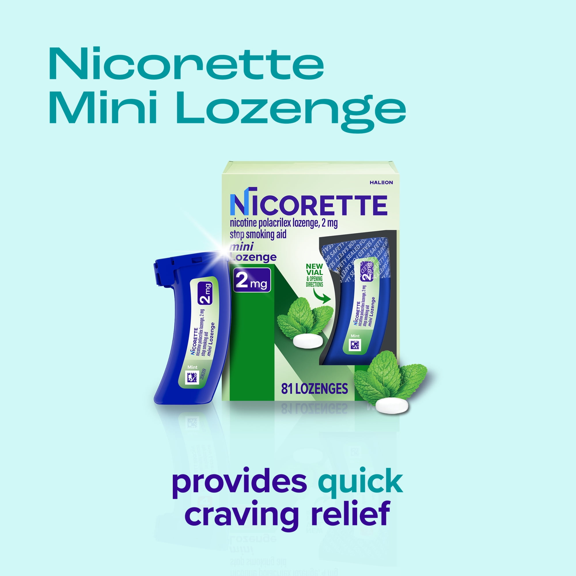 (2 pack) Nicorette Mini Nicotine Lozenges Stop Smoking Aid 2 Mg Mint - 81 Ct