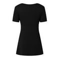 thumbnail image 7 of UJNDER Women's V Neck Short Sleeve Front Knotted Warm Top for Casual Solid Tops and Everyday Outfits Black XL, 7 of 7