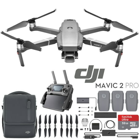 DJI Mavic 2 Pro Drone Fly More Kit with Hasselblad Camera 1-inch CMOS Sensor and 2x Flight Batteries, Car Charger, Battery Hub, Power Bank Adapter, Propellers, Bag & Memory Card (Best Bag For Dji Mavic)