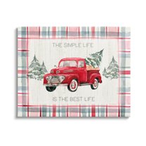 Stupell Industries Simple Life Is Best Plaid Truck Graphic Art Gallery Wrapped Canvas Print Wall Art, Design by Kristen Brockmon