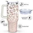 thumbnail image 3 of 40oz Fashion Leopard Pattern Stainless Steel Flip Straw Tumbler Spill Proof Travel Cup Double Wall Vacuum Insulated Coffee Mug with Top Handle, 3 of 6
