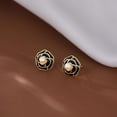thumbnail image 5 of Solid 925 Sterling Silver Flower Stud Earrings for Women Teens Black Flower Stud Earrings Pearls, 5 of 6