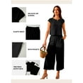 thumbnail image 2 of SHEWIN Outfits Sets for Women Textured Matching Set Sweatsuit Summer Crew Neck Cap Sleeve Tops Wide Leg Pants Basic Outfits, 2 of 9