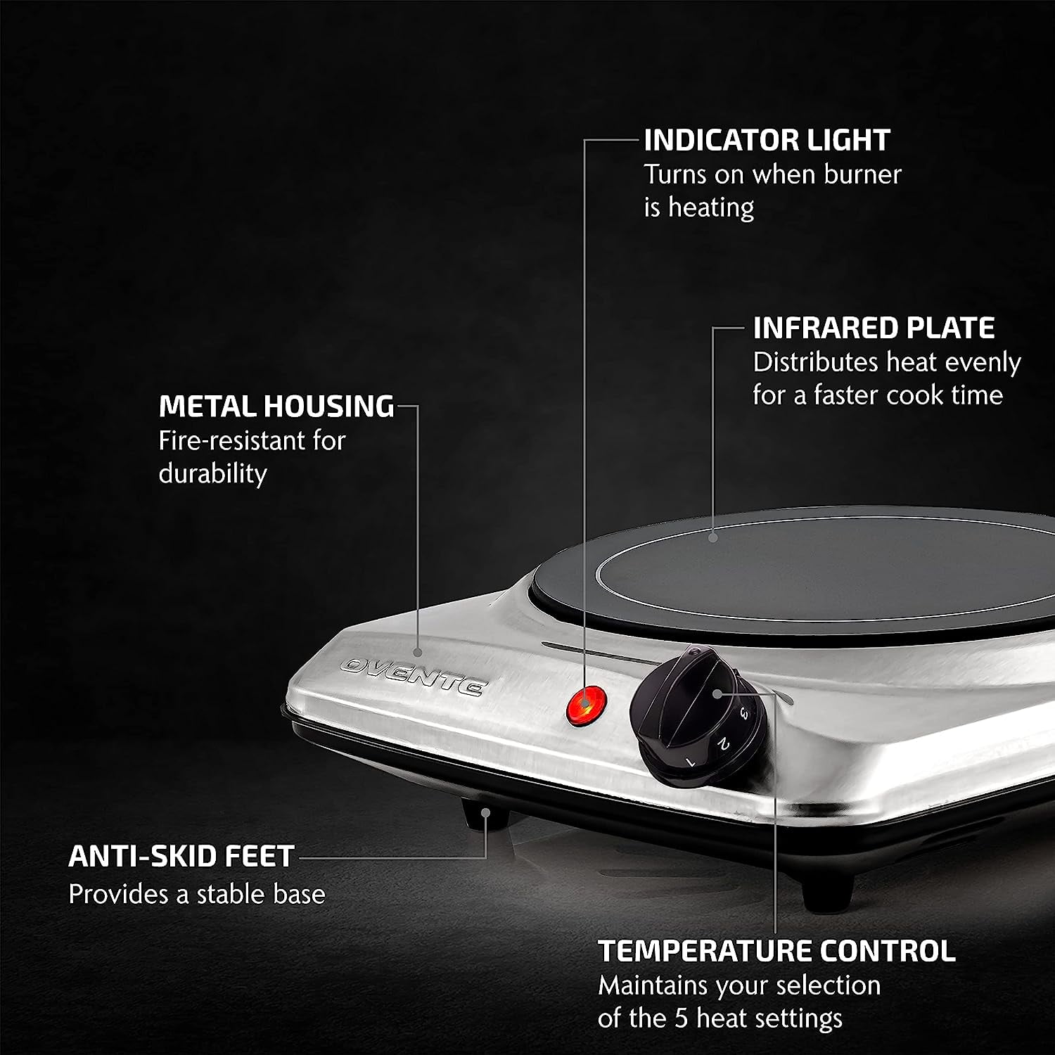 Double Burner/Hot Plate Electric Portable Stainless Steel Infrared