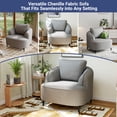 thumbnail image 2 of Meeyar Accent Chair with Metal Leg, Chenille Small Barrel Chairs for Living Room Bedroom, Grey, 2 of 7