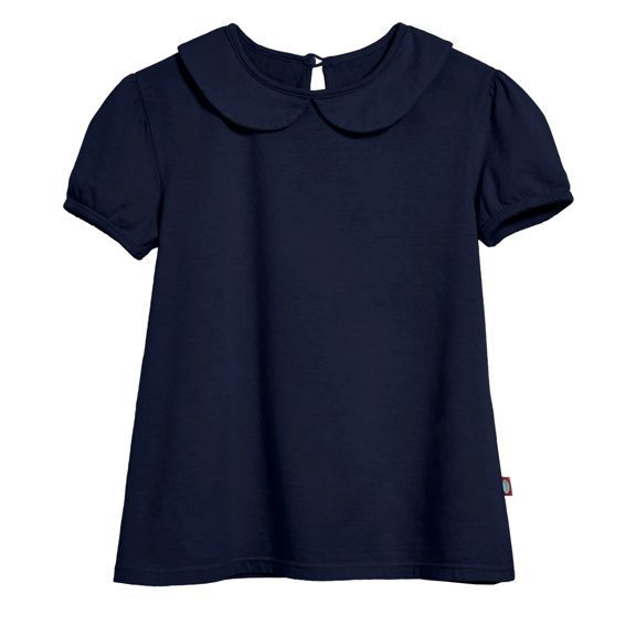 Made in USA Girls Soft Cotton Jersey Peter Pan Collar Short Sleeve Puff Tee