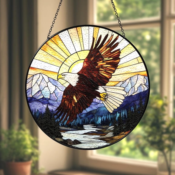 Bald Eagle Suncatcher Stained Glass Hanging, Bald Eagle Stained Glass Suncatcher, Eagle Stained Glass Window Hanging, Eagle Window Hanging, Eagle Lovers Gift