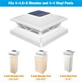 thumbnail image 6 of 2 Pack Solar Post Cap Lights, 4''x4'' 6''x6'' Outdoor LED Fence Post Cap Lights, 2 Color Modes Solar Powered Deck Lights for Dock Waterproof, fit for Wooden/Vinyl Posts, 6 of 7