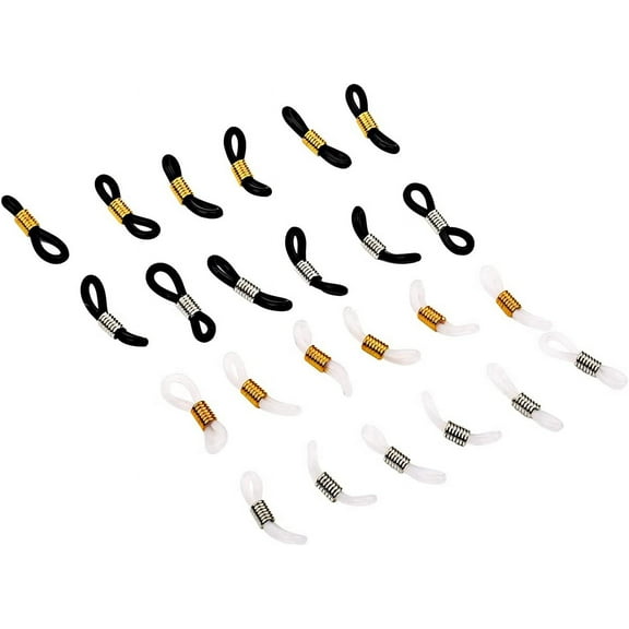 Eyeglass Chain Ends Adjustable Rubber Ends Connectors Anti-Slip Strap Holder Chain Loops for Eye Glasses (4 Colors, 24 Pieces)