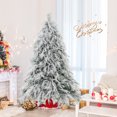 thumbnail image 3 of Patiojoy 6 FT Snow Flocked Christmas Tree Hinged Pre-lit Xmas Tree with Branch Tips Warm White LED Lights, 3 of 10