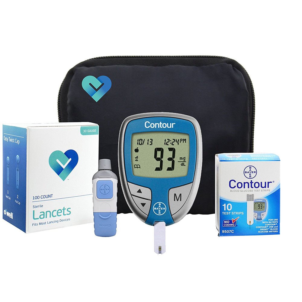 OWell Bayer Contour Complete Diabetes Blood Glucose Testing Kit, METER