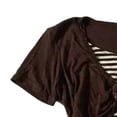 thumbnail image 5 of Norvella Womens Layered T Shirt Striped Underlay V Neck Short Sleeve Tie Front Slim Fit Y2K Casual Tee Fashion Everyday Top, 5 of 5