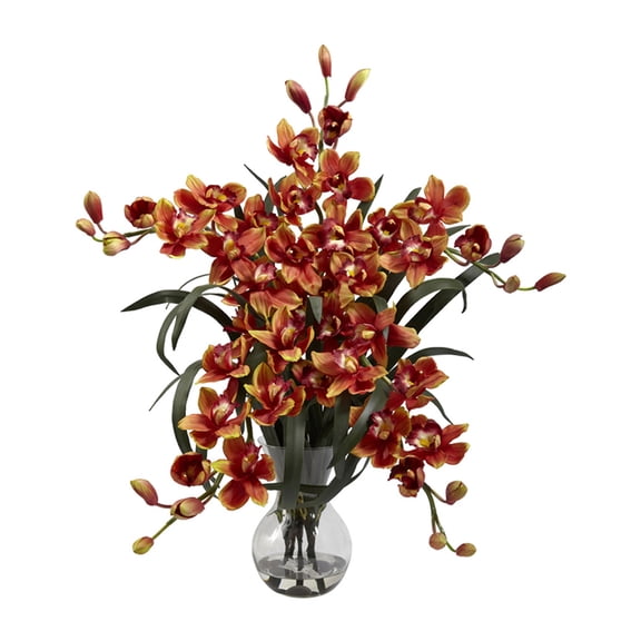 Nearly Natural Large Cymbidium with Vase Arrangement