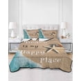 thumbnail image 3 of Beige Blue Summer Beach Queen Size Down Alternative Comforter, Lightweight Comforter Quilt Bedding Set with Pillow Shams Coastal Starfish Nautical Ocean All Seasons Bed Comforter Duvet Insert 90"x96", 3 of 7