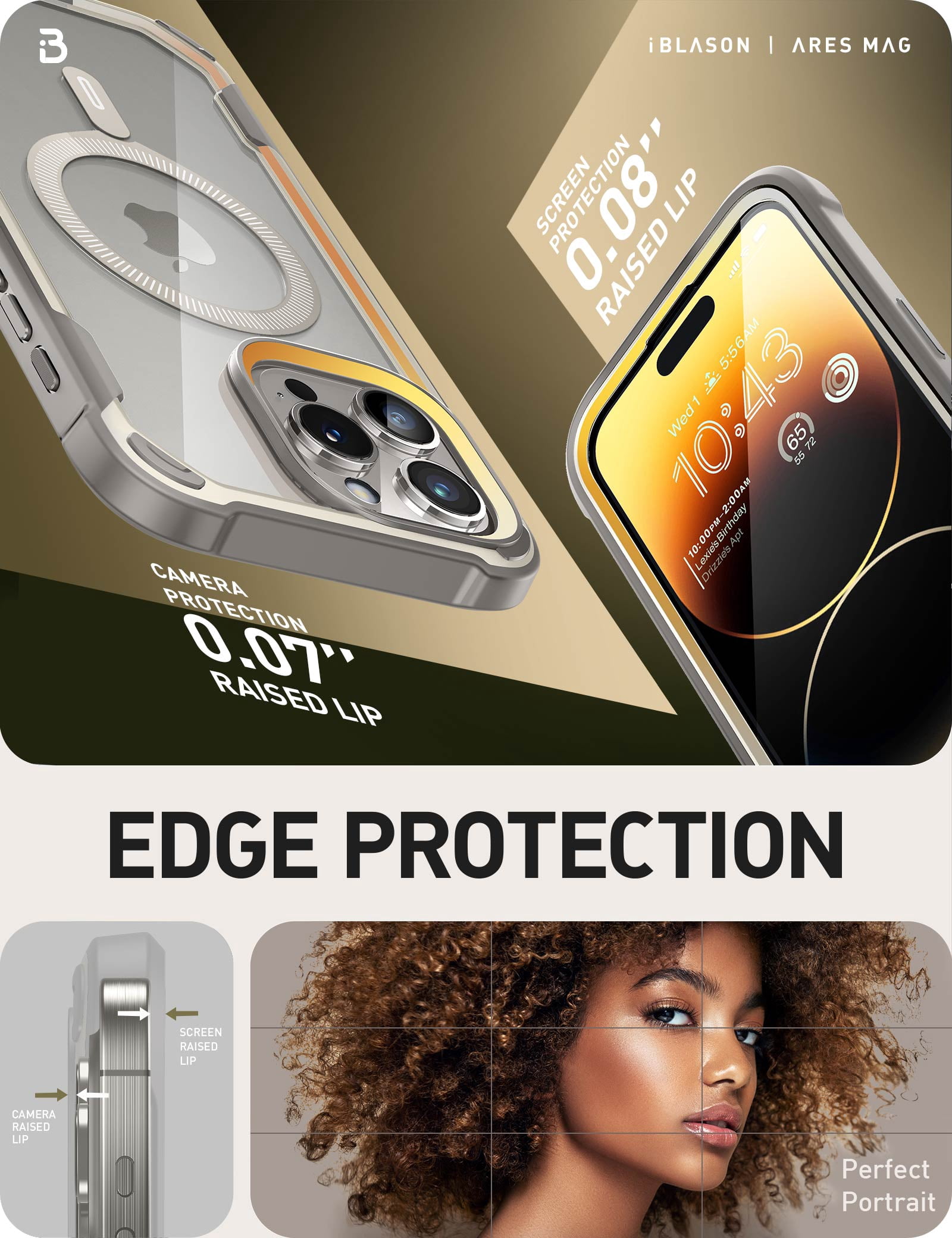 i-Blason Ares Mag for iPhone 15 Pro Max Case [6.7 inch] with Screen Protector, [Compatible with MagSafe] Clear Slim Full-Body Shockproof Rugged Bumper Case (Gary)