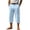 #05Light Blue, variant on Men's Shorts Casual Cotton Linen Button Elastic Waist Summer Beach Golf Shorts with Pockets Camel M