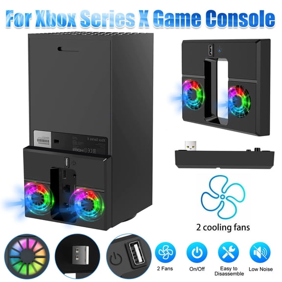 Vertical Cooling Fan Fit for Xbox Series X, USB Cooling Stand, Quiet Cooling System for Xbox Series X Console with 2 Fans, RGB Lighting, and External USB Port