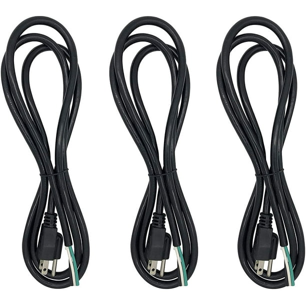 3 Pack) USA 3 Pin Plug Computer Standard AC Power Cord with Pig Tails UL  E1999812 (3x1.3mm² 16AWG) 1.8 Meters (5.9 ft) 