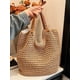thumbnail image 3 of Bolso tejido de paja 2024, bolso retro literario tejido a mano, bolso informal de algodón para mujer, bolso de hombro para vacaciones en la playa, bolso de mano, 3 of 5
