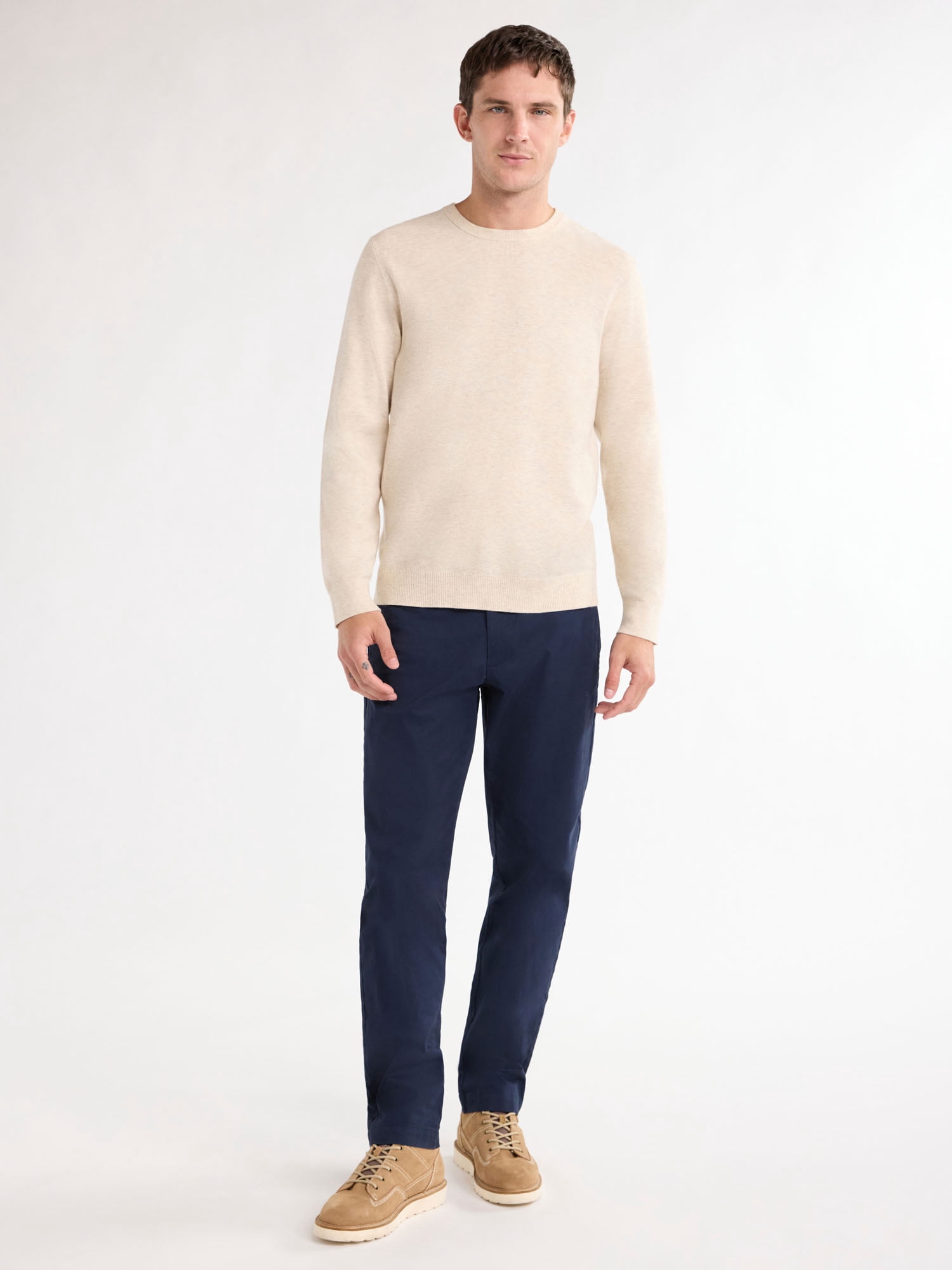 Free Assembly Men’s Cozy Yarn Textured Sweater with Long Sleeves, Sizes S-3XL