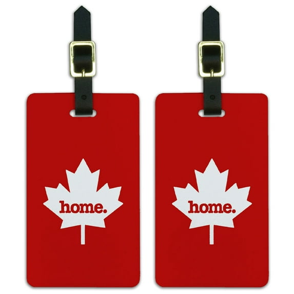Canada Maple Leaf Home Country Luggage Suitcase ID Tags Set of 2 - Solid Red