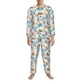thumbnail image 3 of Cauagu Summer Stamp Print Men's Long-Sleeve Pajama Set,Soft Button-Front 2Pjs for Men Long Sleeve Men’s Sleepwear-Large, 3 of 7