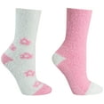 thumbnail image 1 of 2 Pair Pack Non-Skid Lavender Infused Fuzzy Chenille Pink Flower Slipper Socks, 1 of 4