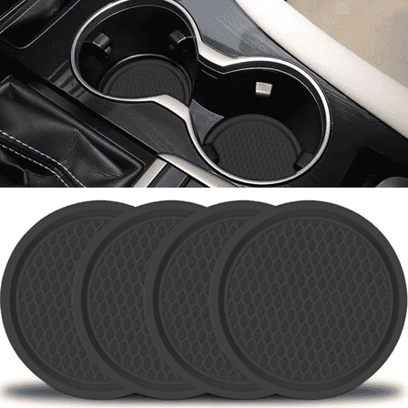 Car Cup Coaster 4PCS, Universal Silicone Car Cup Holder Insert, Non-Slip Auto Interior Accessories for Women, Protects from Condensation & Stains, Black