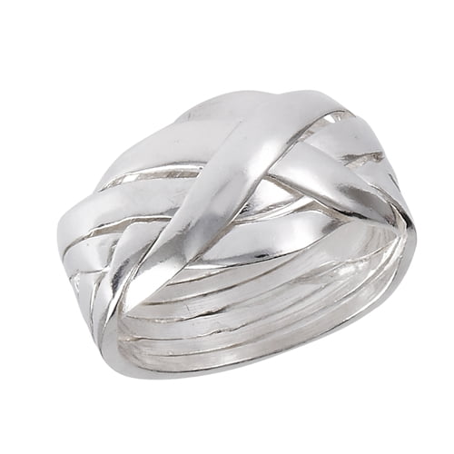 Large Sterling Silver 6-Band Weave Puzzle Ring