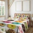 thumbnail image 2 of Ambesonne Dessert Fitted & Top Sheet Set with Shams, Tasty Colorful Donuts, Multicolor, 2 of 5
