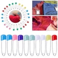 thumbnail image 2 of 50 Pcs Diaper Pins, Plastic Head Safety Pin with Safe Locking Closures (Colorful), 2 of 8