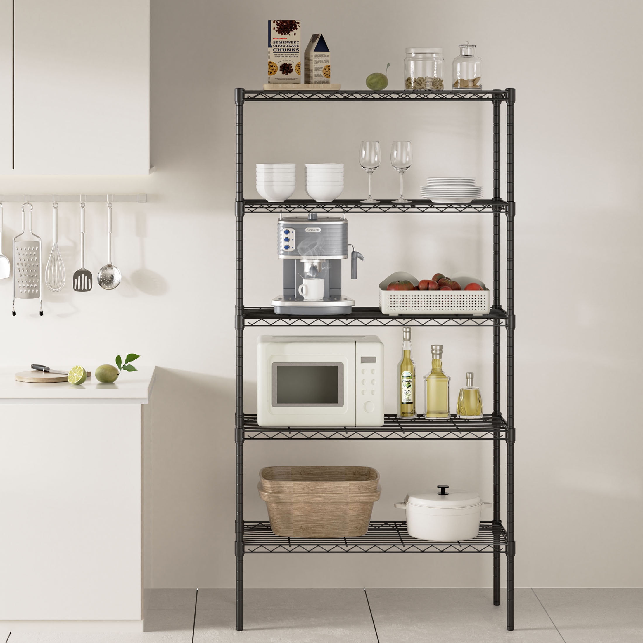 edx 5 Tier Metal Shelving Unit, 35.43"W x 13.78"D x 69.3"H Height Adjustable Wire Storage Shelves, H(图3)