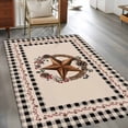 thumbnail image 4 of 3x5 Washable Area Rug, Vintage Country Non-Slip Rectangle Rug for Living Room Bedroom, Star Wreath Farmhouse Black Buffalo Plaid Indoor Low Pile Floor Mat for Home Decor, 4 of 9