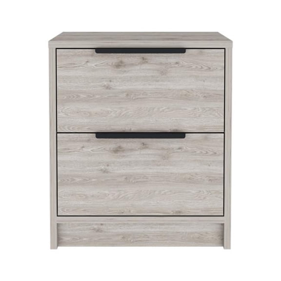19 in. Two Drawer Faux Wood Nightstand, Gray
