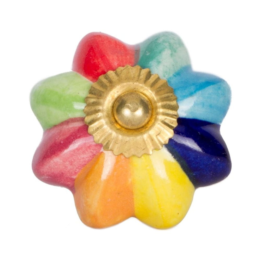 Knob-It Vintage Drawer Knobs 12-Piece Set 11 Inch Hand Painted Colorful Decor