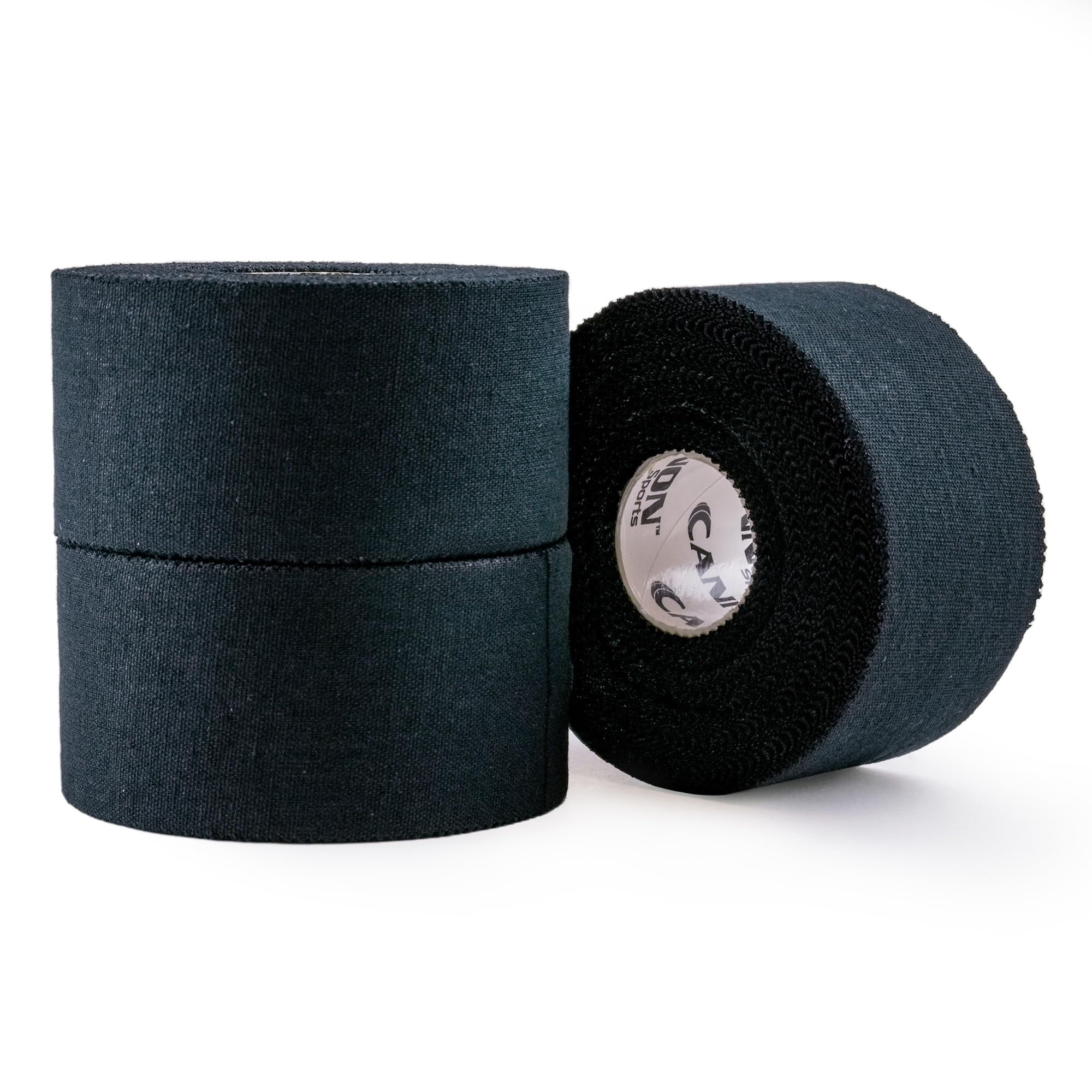 Cannon Sports Premium Athletic Tape - 1.5” x 45 Feet Per Roll - Easy Tear, No Sticky Residue, Very Strong, Hypoallergenic and Latex Free Sports Tape for Athletes and Trainers – Bulk 12 Pack (Black)