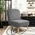 thumbnail image 3 of Gymax 2PCS Velvet Accent Chair Single Sofa Chair Leisure Chair with Wood Frame Grey, 3 of 10