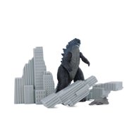 Angle View: Godzilla Movie Pack of Destruction with Godzilla, Destructible Building, and Aircraft