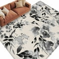thumbnail image 3 of 8x10 Area Rugs, Black Grey Spring Floral Non-Skid Rubber Backing Large Rectangle Rugs - Living Room Bedroom Home Office, Summer Botanical Watercolor Rustic Indoor Floor Mat Carpets Washable Rug, 3 of 9