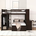 thumbnail image 2 of Harper & Bright Designs Full Over Twin Bunk Bed with Desk, Solid Wood Bunk Bed with Storage Shelves and Wardrobe, Twin Size Loft Bed with a Stand-Alone Bed, Espresso, 2 of 14
