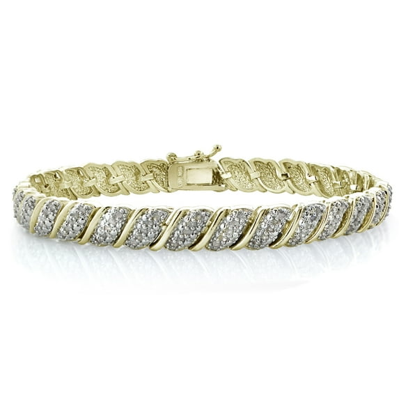 18K Gold Plated 1ct TDW Diamond Fancy Design Tennis Bracelet