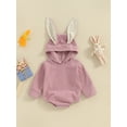 thumbnail image 2 of Suealasg Baby Girls Boys Easter Clothes Infant Corduroy Romper Cute 3D Rabbit Ear Long Sleeve Hooded Jumpsuit, 2 of 8