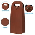 thumbnail image 3 of Uxcell 2 Bottle Wine Gift Bag, Wine Bag Reusable Leather Wine Tote Carrier for Wine Bottles Portable, Brown-1, 3 of 5