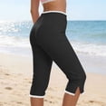 thumbnail image 6 of Drovellove Women's Plus Size Capri Leggings – 3/4 High Waisted Stretch Pants with Side Slit & Subtle Lace Detail for Workout, Yoga or Casual Lounging, 6 of 9