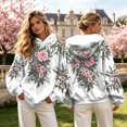thumbnail image 2 of Womens Plus Size Graphic Hoodies Trendy Floral Printed Hooded Sweatshirts Ladies Loose Fit Pullovers Fall Long Sleeve Tops ZZ_White XL, 2 of 6