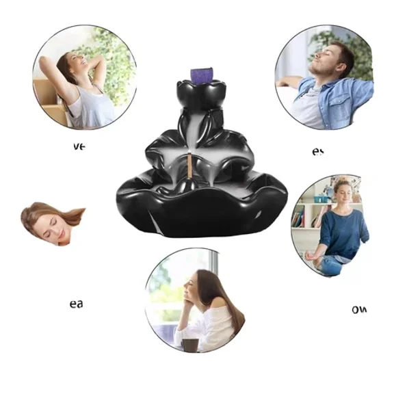 Ceramic Backflow Incense Cone Burner   10 Insence Cones